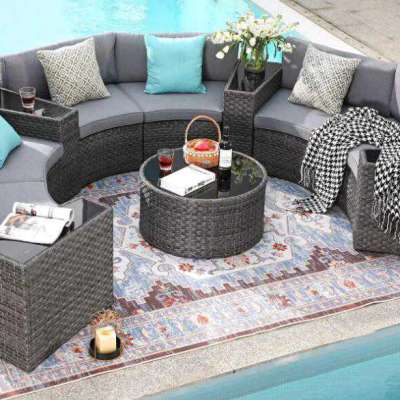 Outdoor Curved Sofas Wicker Half-Moon Sectional Set, 4 Colors Profile Picture